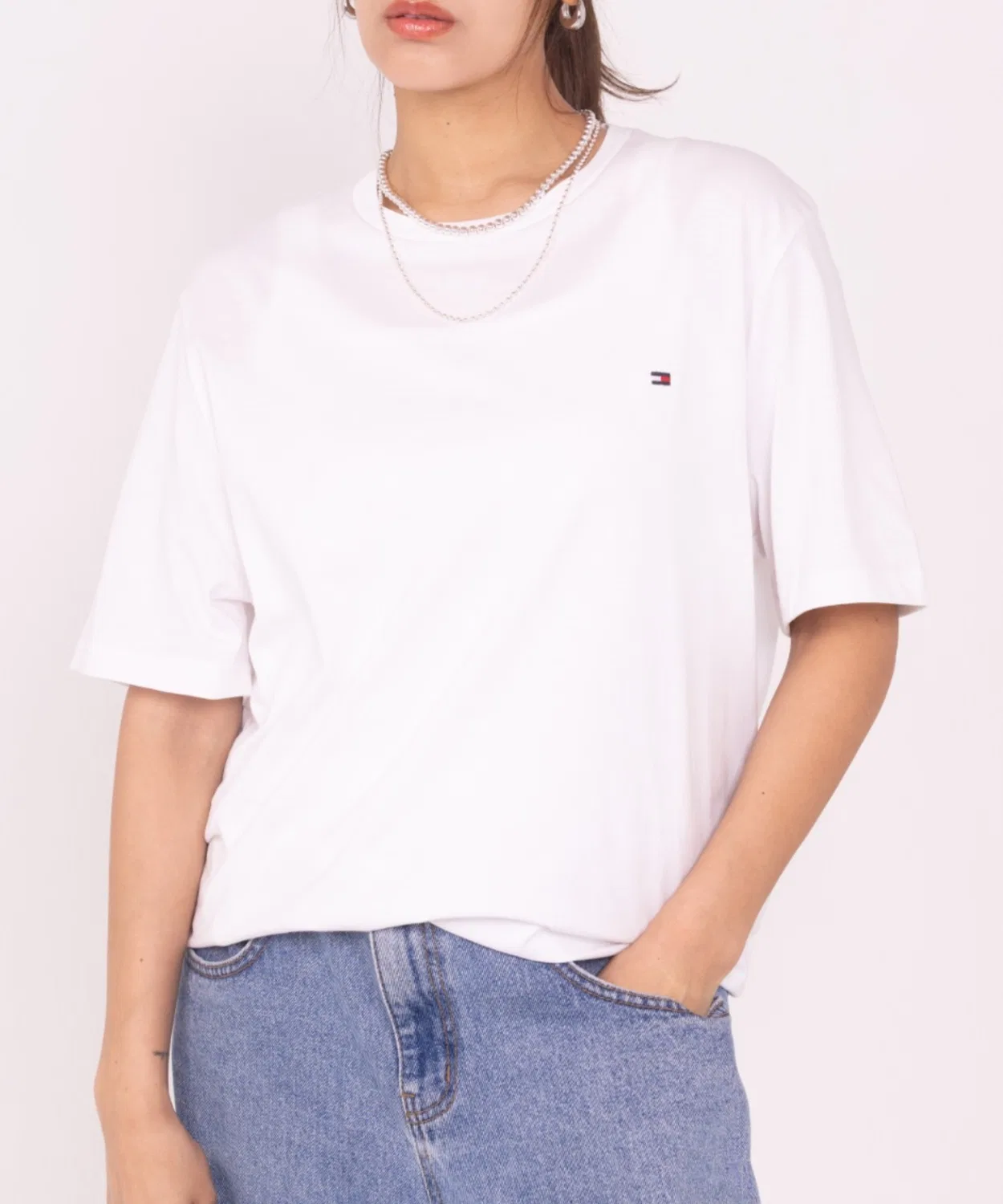 Мужская футболка с флагом, хлопковая, с коротким рукавом, Core Flag TOMMY HILFIGER, Navy — фото 3