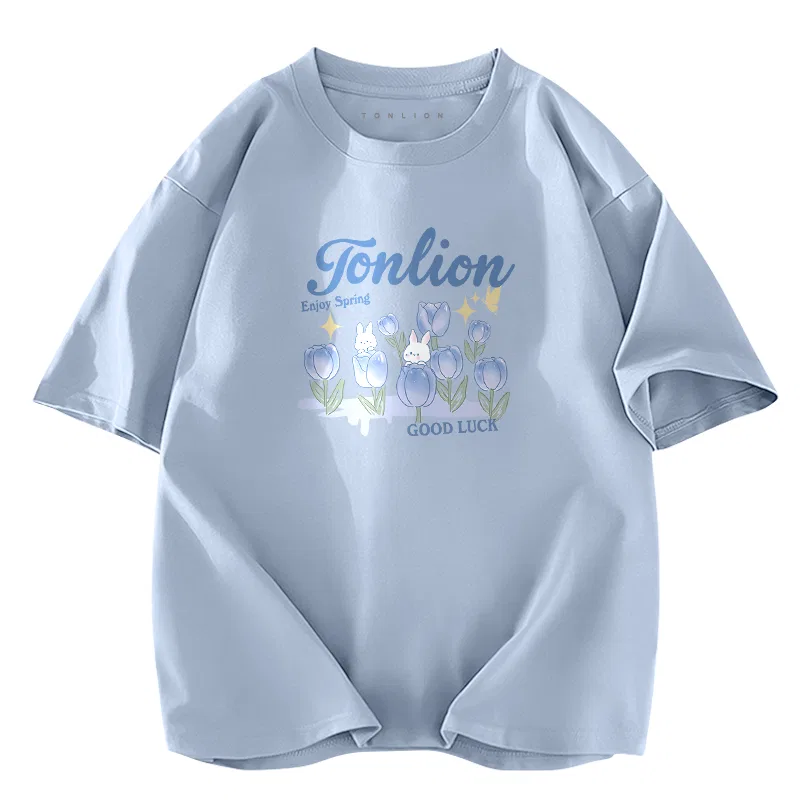 Детская футболка хлопковая с коротким рукавом Tonlion, Glacier Blue
