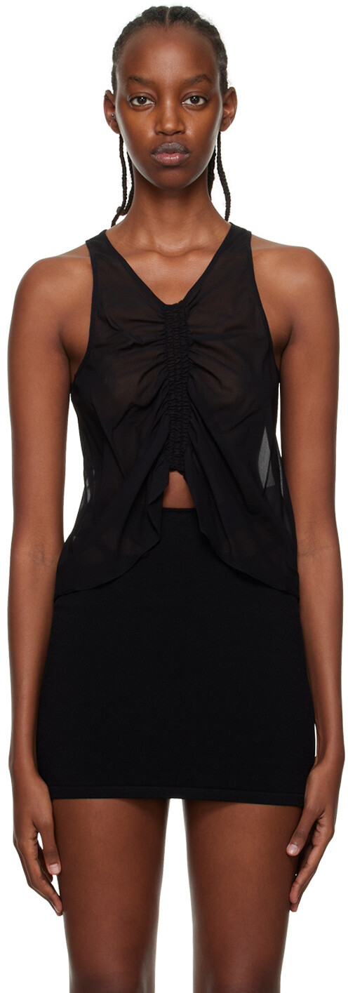 

Черная майка со сборками Dion Lee, Черный, Черная майка со сборками Dion Lee