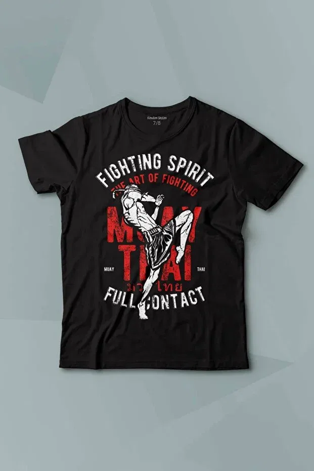 Детская футболка для мальчиков с принтом Muay Thai Fight The Art of Fighting Fighting Kendim Seçtim, Black