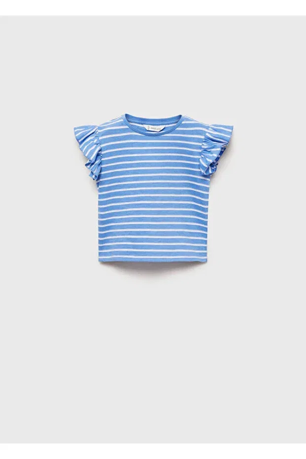 Детская футболка для девочек с оборками Mango Baby, Blue — фото 2