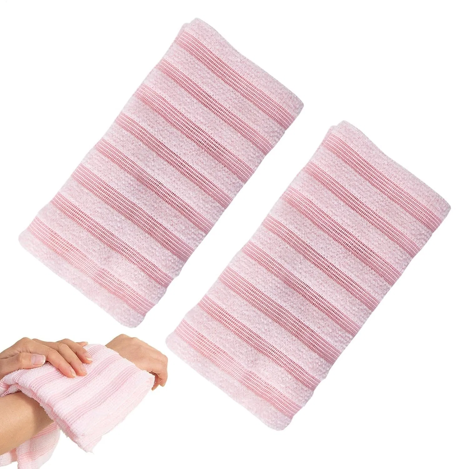 Эксфолиирующее полотенце для тела, 2 шт, 51 г, 21 x 100 x 1 см, Polyester and nylon, Rose Generisch