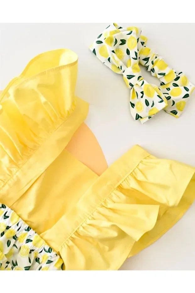 Детский комбинезон для девочек хлопковый Yayakids, Lemon Pattern — фото 3