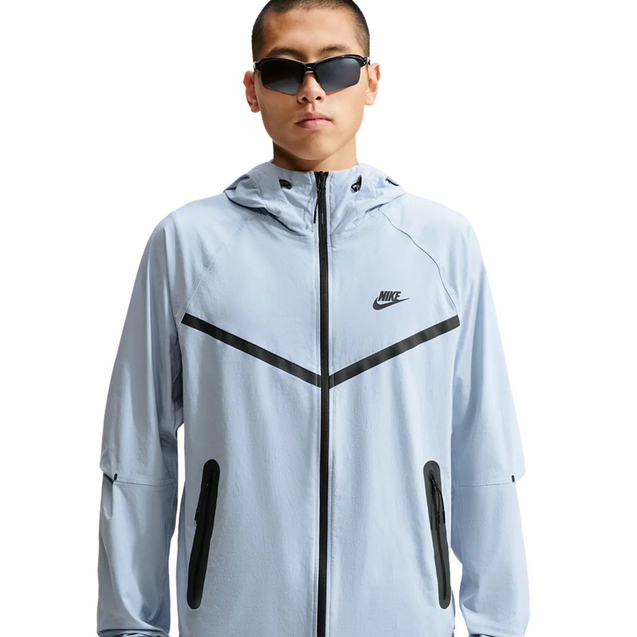 Мужская куртка с капюшоном, ветрозащитная, Nike Tech, Nike, Light Armory Blue/Light Armory Blue/Black