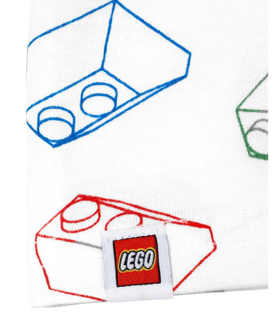 Футболка с длинным рукавом с принтом Ninjago Lego, White Multi Bricks — фото 2