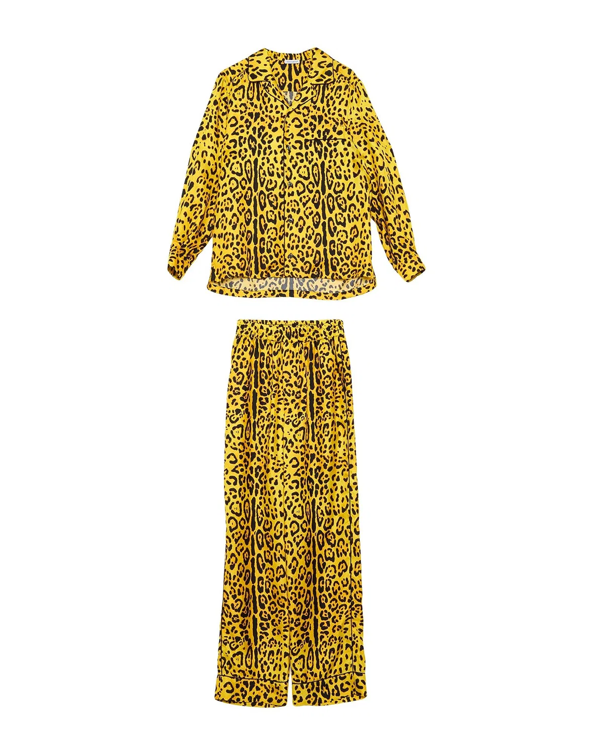 Сатиновый костюм с леопардовым принтом Dolce&Gabbana, желтый