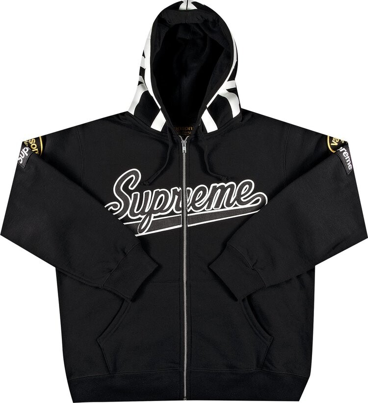 

Толстовка Supreme x Vanson Leathers Spider Web Zip Up Hooded Sweatshirt 'Black', черный