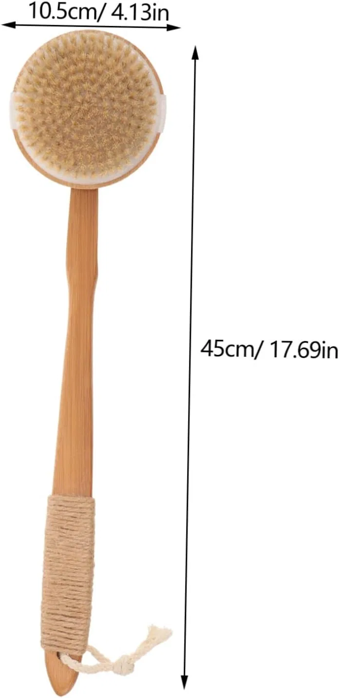 Щетка для тела с длинной ручкой, NIYANGLE, Bambus, 45x10.5x4 см, Khaki — фото 2