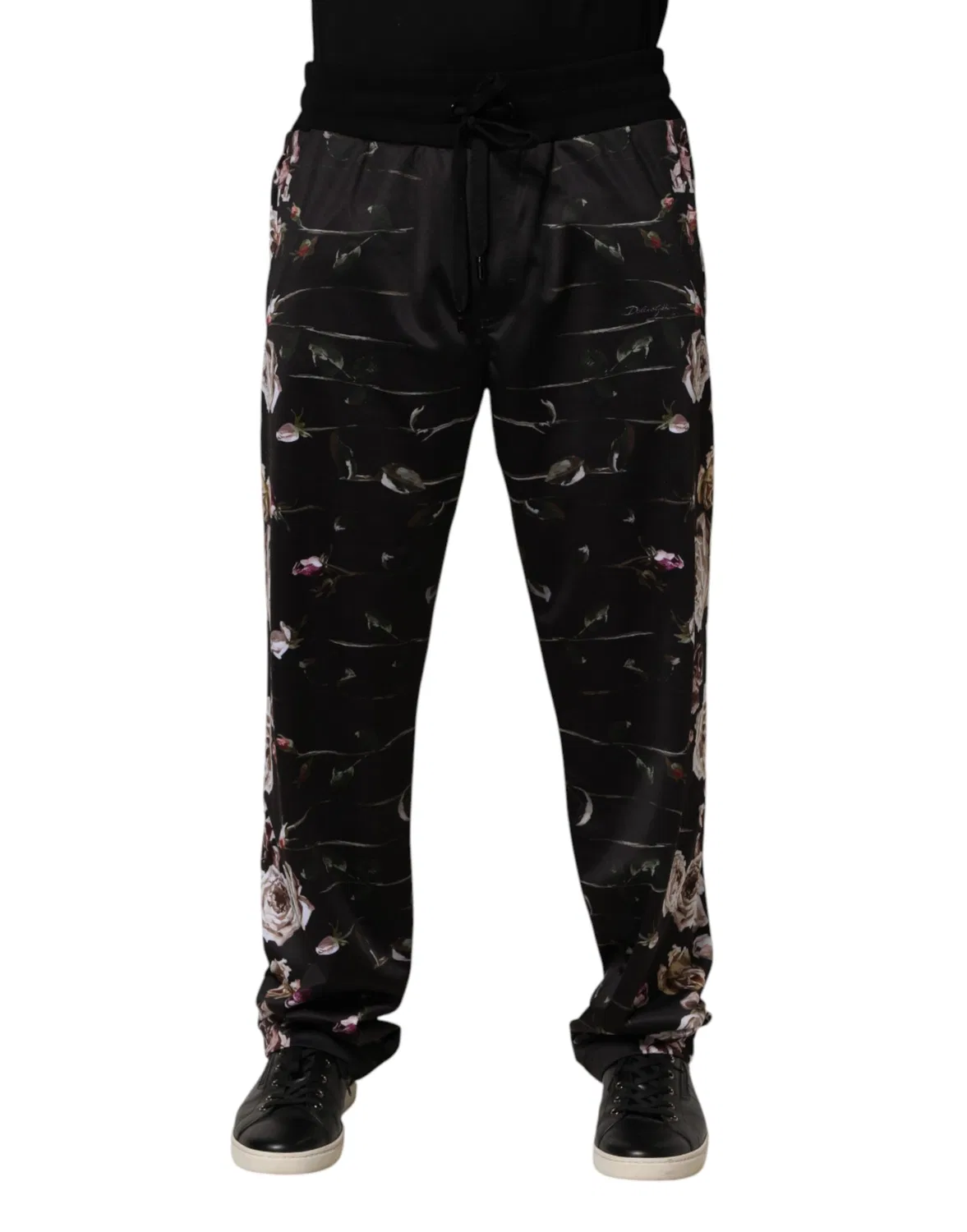 Мужские брюки чинос с логотипом Black Floral Dolce & Gabbana, Black