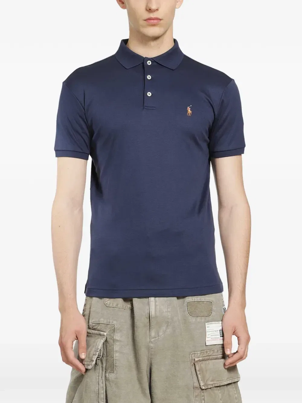 Рубашка-поло из пике с вышитым логотипом Polo Ralph Lauren, синий