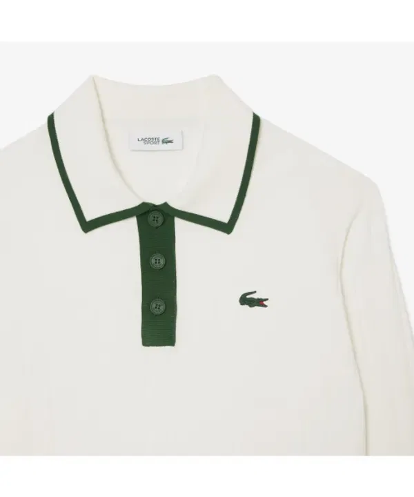 Свитер женский Lacoste, черный с цветными манжетами — фото 2