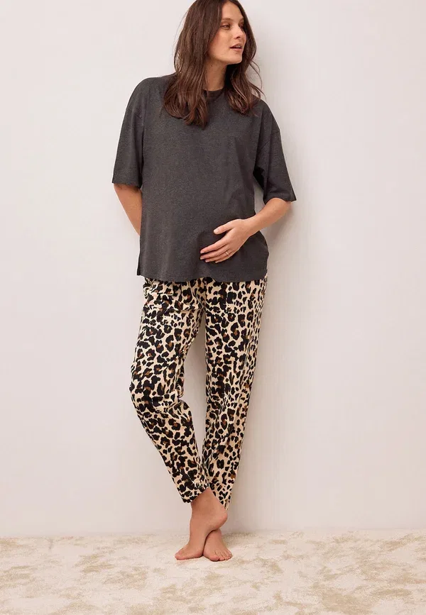 Комплект пижамы из хлопка Maternity short sleeve set Next, Charcoal Grey Leopard, серый