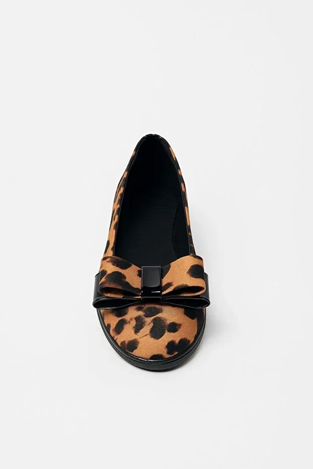 Детские балетки для девочек с принтом Leopard bow genuine leather orthopedic thermo non-slip sole girls' ballerina shoes Besteps, Brown — фото 4