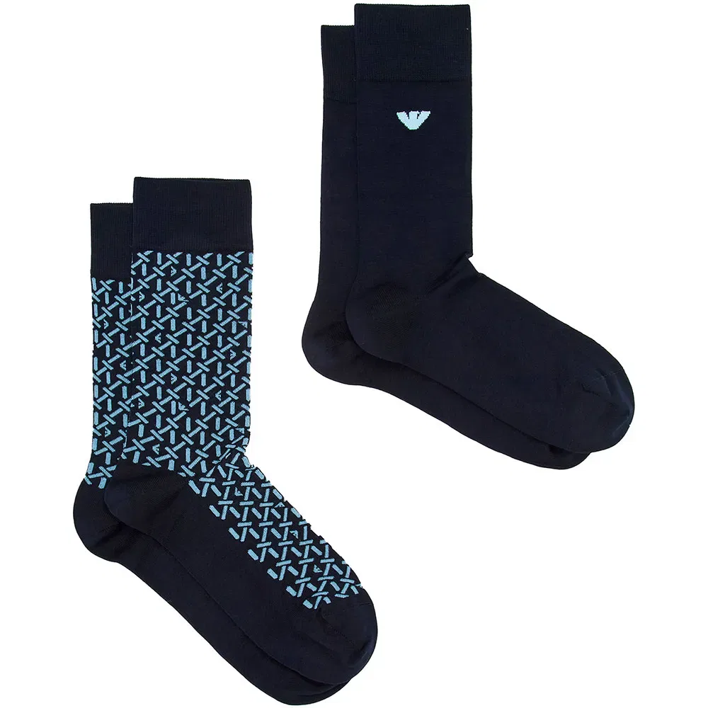 Мужские носки с логотипом Emporio armani, 2 пары, Blue