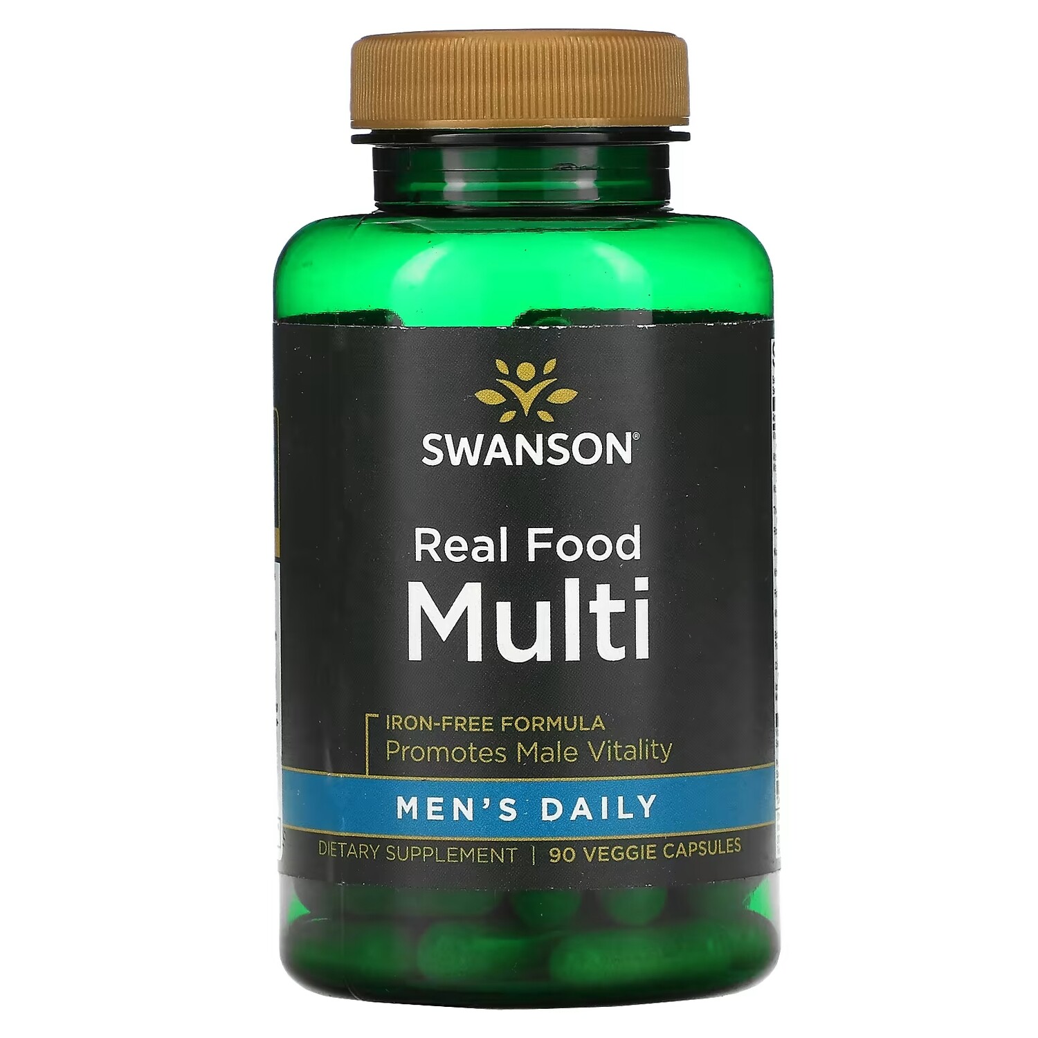 

Swanson Men's Daily Real Food Multi без железа, 90 растительных капсул