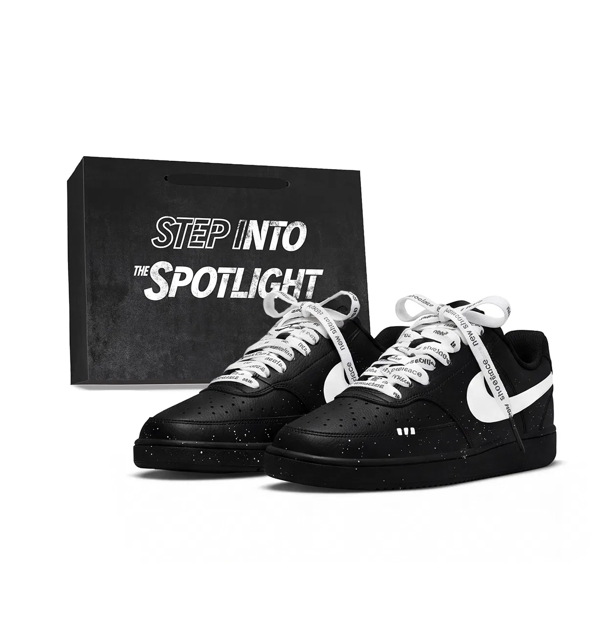 Детские кроссовки для скейтбординга низкие с принтом Nike Court Vision 1, Black Warrior-Shopping Bag