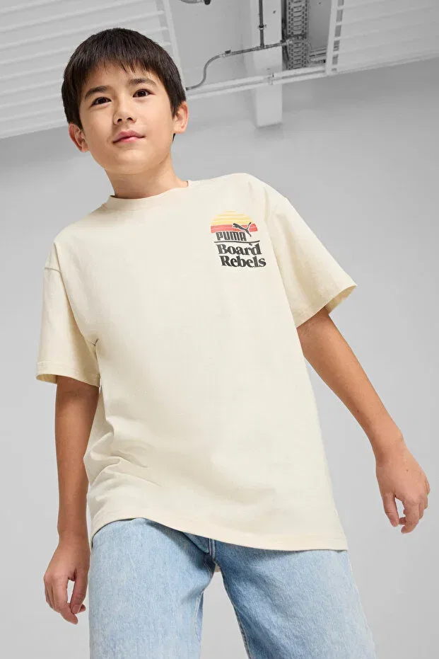 Детская футболка с принтом Unisexmid90S graphic tee beige tangled with the toy short sleeve t-shirt Puma, Beige-102230825