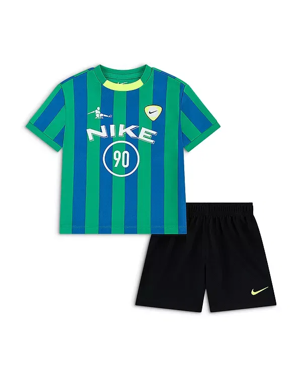 Детский комплект для мальчиков из жаккардовой ткани Goal Mode Jacquard Tee & Shorts Nike, черный