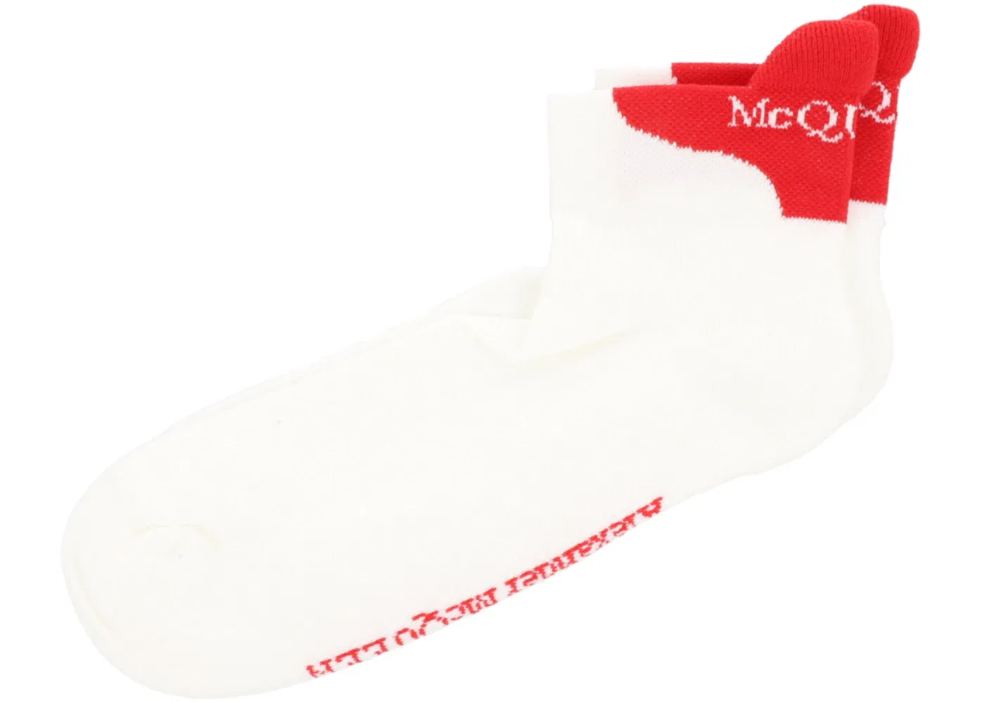 Мужские носки с принтом Alexander McQueen Signature Knit Socks, White Red — фото 2