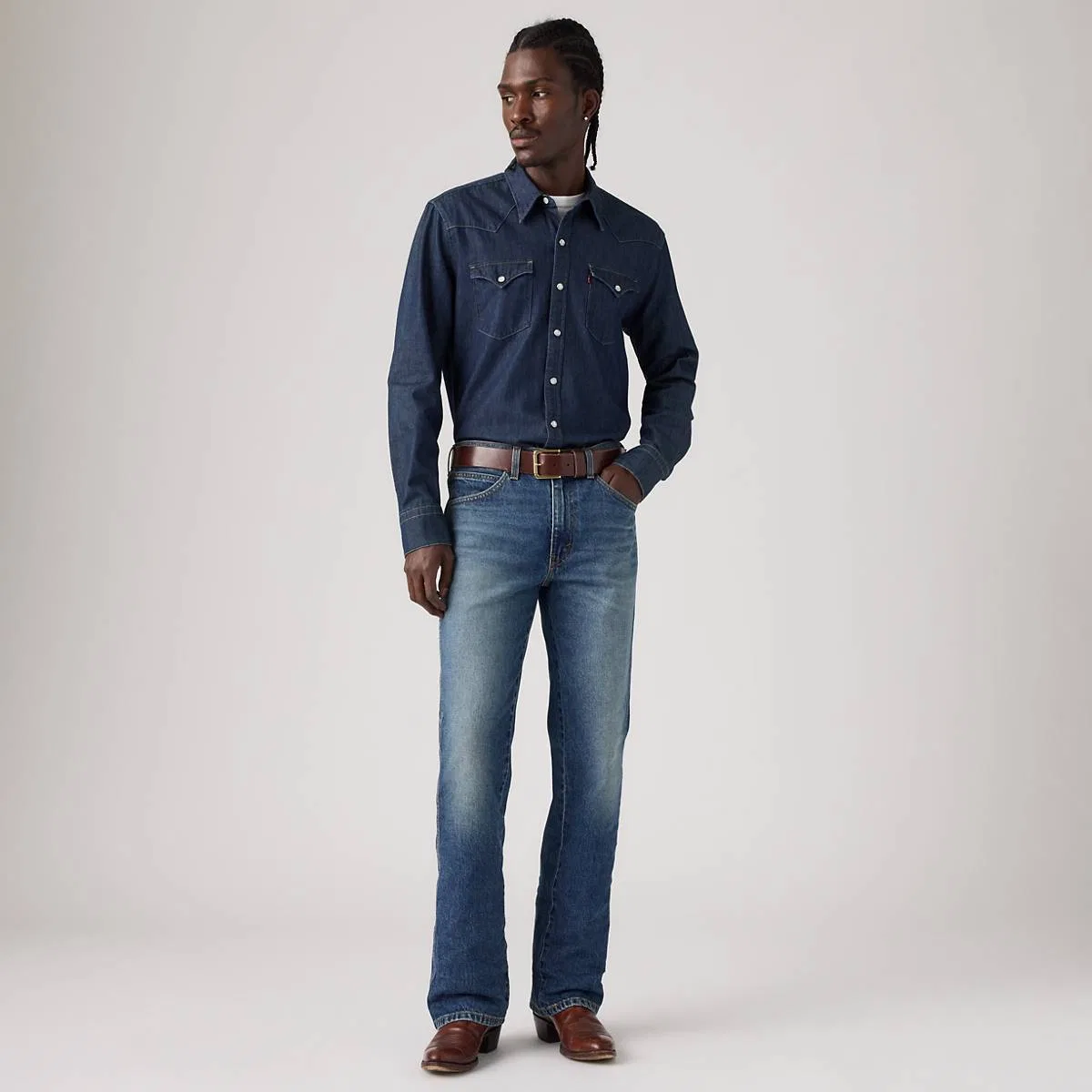 Мужские джинсы в стиле вестерн 507, узкие, расклешенные Levi's, Caught In The Rain - Medium Wash