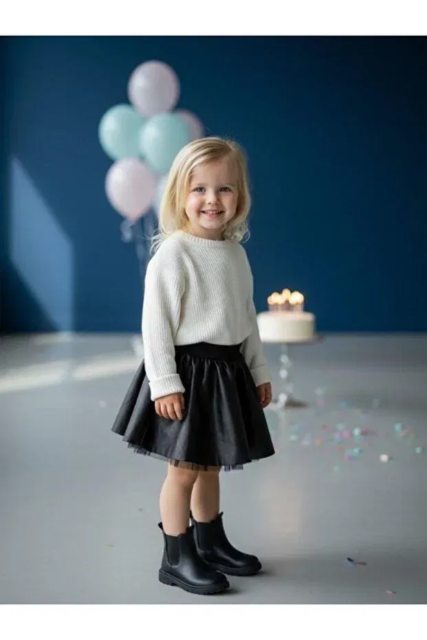 Детское платье для девочек кожаное Zekids, Black — фото 3