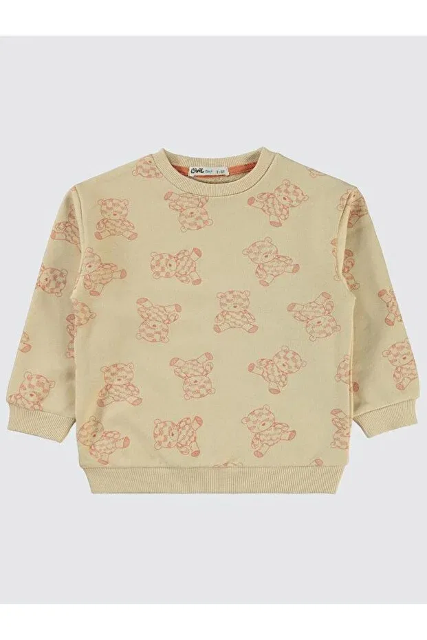 Детские свитшот для мальчиков с принтом Teddy Bear Printed Civil Boys, Beige