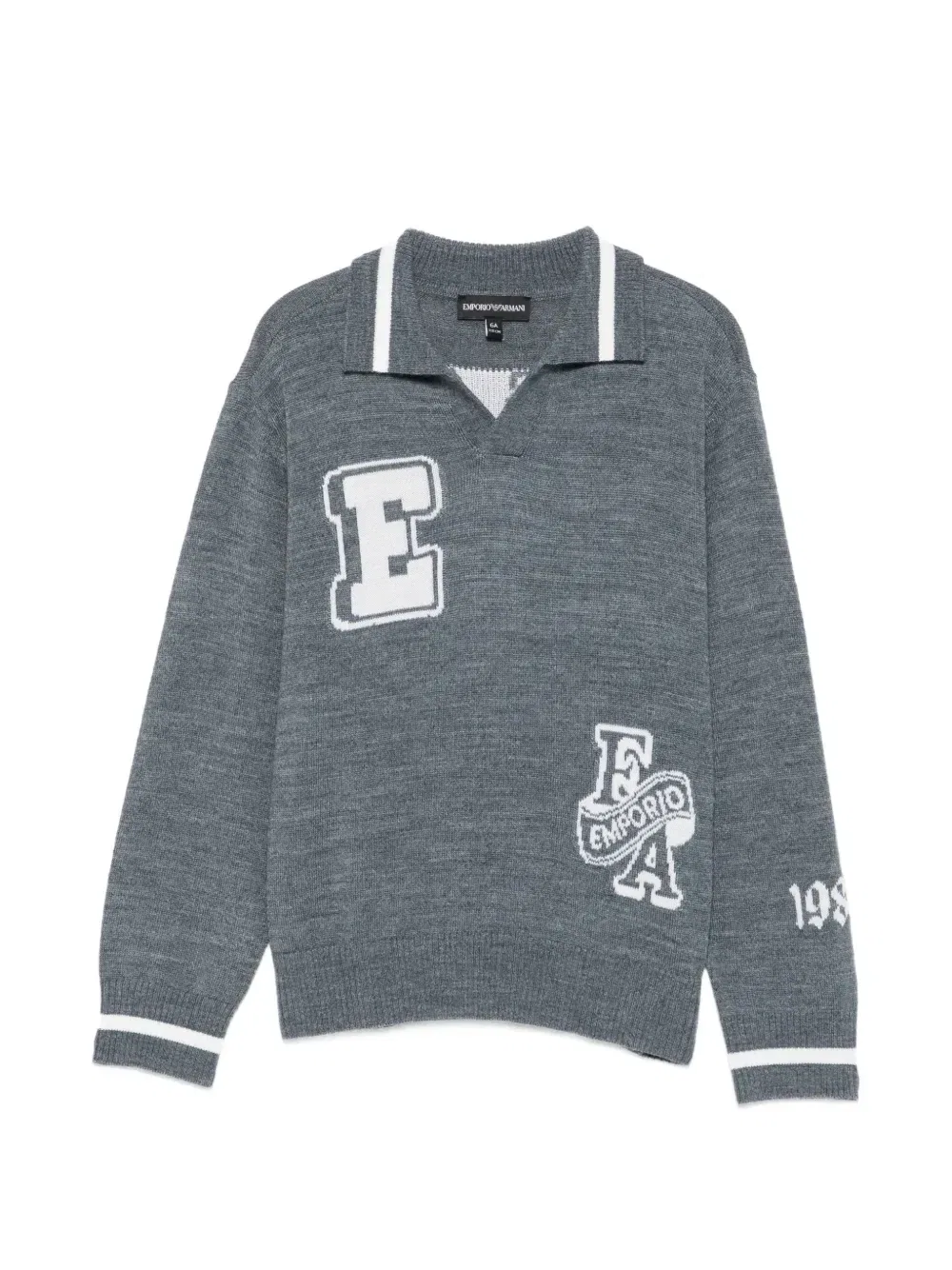 Свитер с логотипом-интарсией Emporio Armani Kids, серый