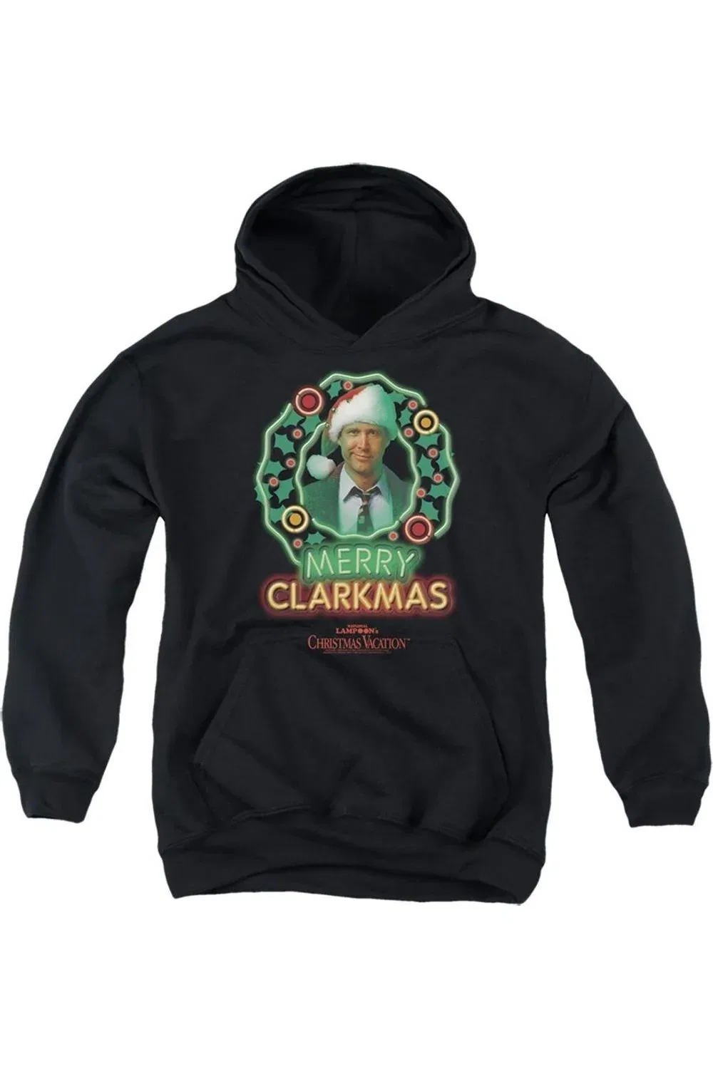 Детское худи с капюшоном Christmas Vacation Neon Clark Gildan, черный