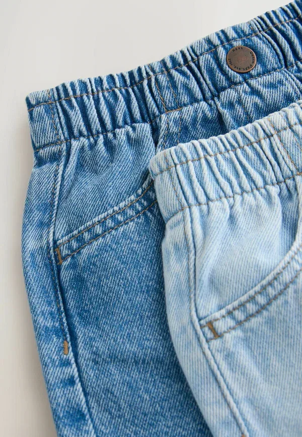 Шорты джинсовые Regular fit - pull on 2 pack Next, mid blue, dark blue denim, темно-синий — фото 4