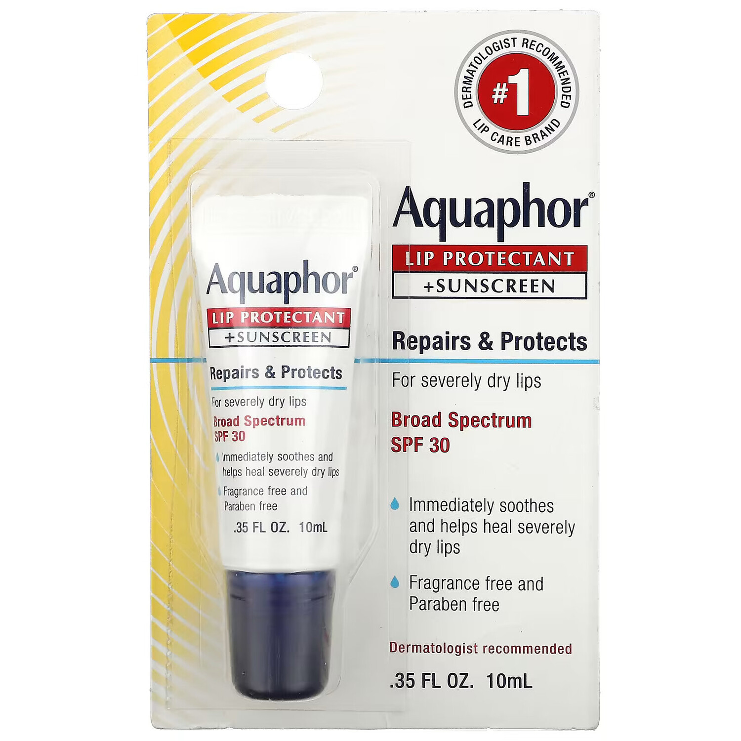 Aquaphor, Средство для защиты губ и солнцезащитное средство, широкий спектр защиты, SPF 30, 10 мл (0,35 жидк. Унции) — фото 3