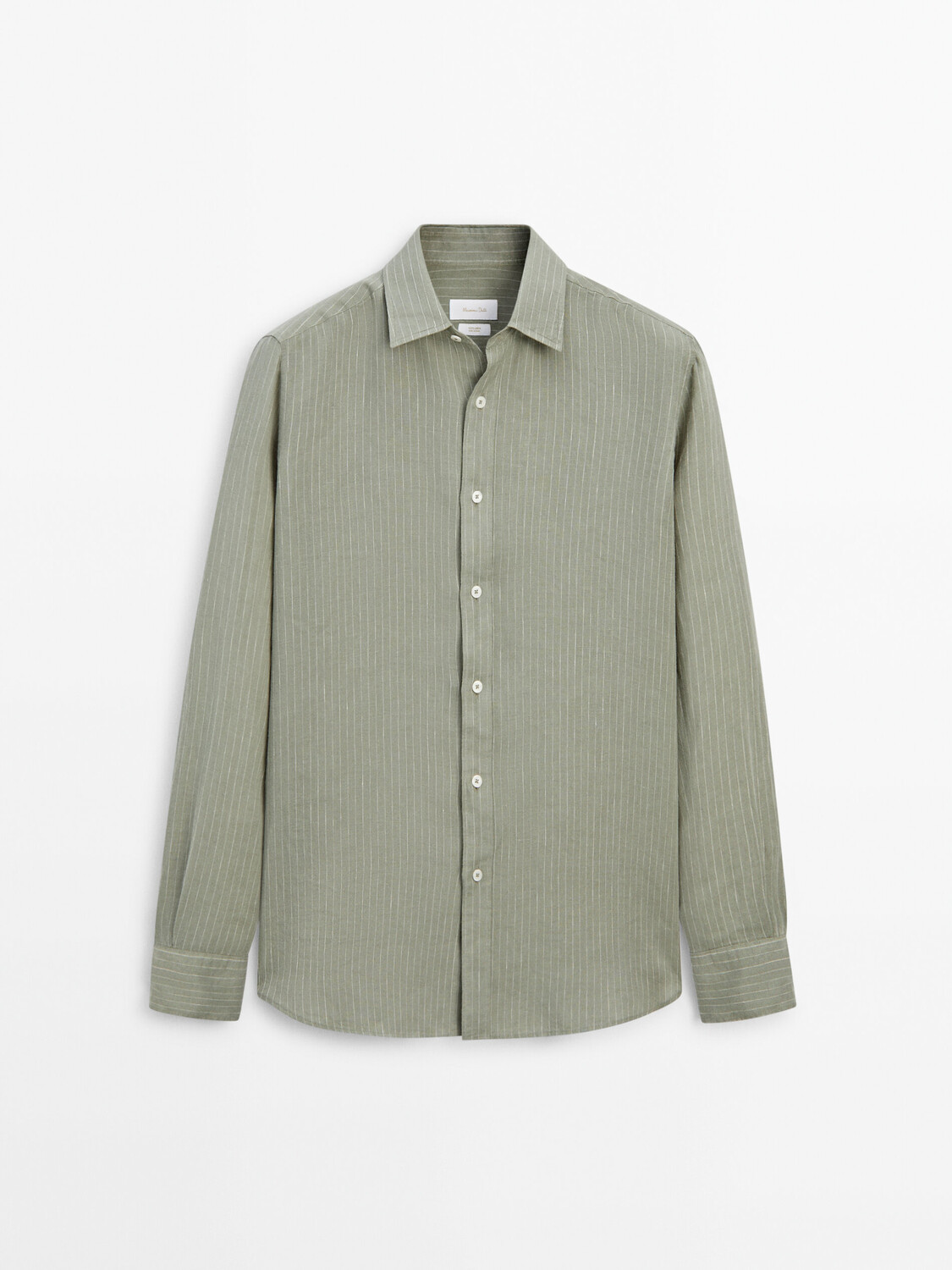 

Рубашка в полоску из 100% льна Massimo Dutti, зеленый