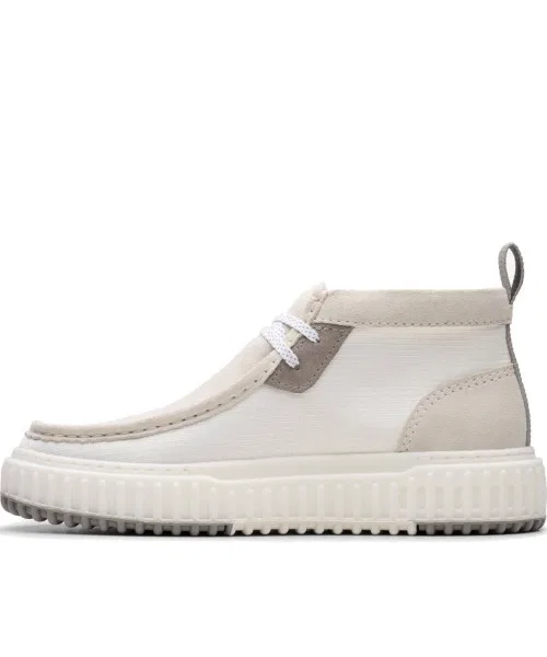 Мужские кожаные мокасины Clarks Torhill Hi белые — фото 3
