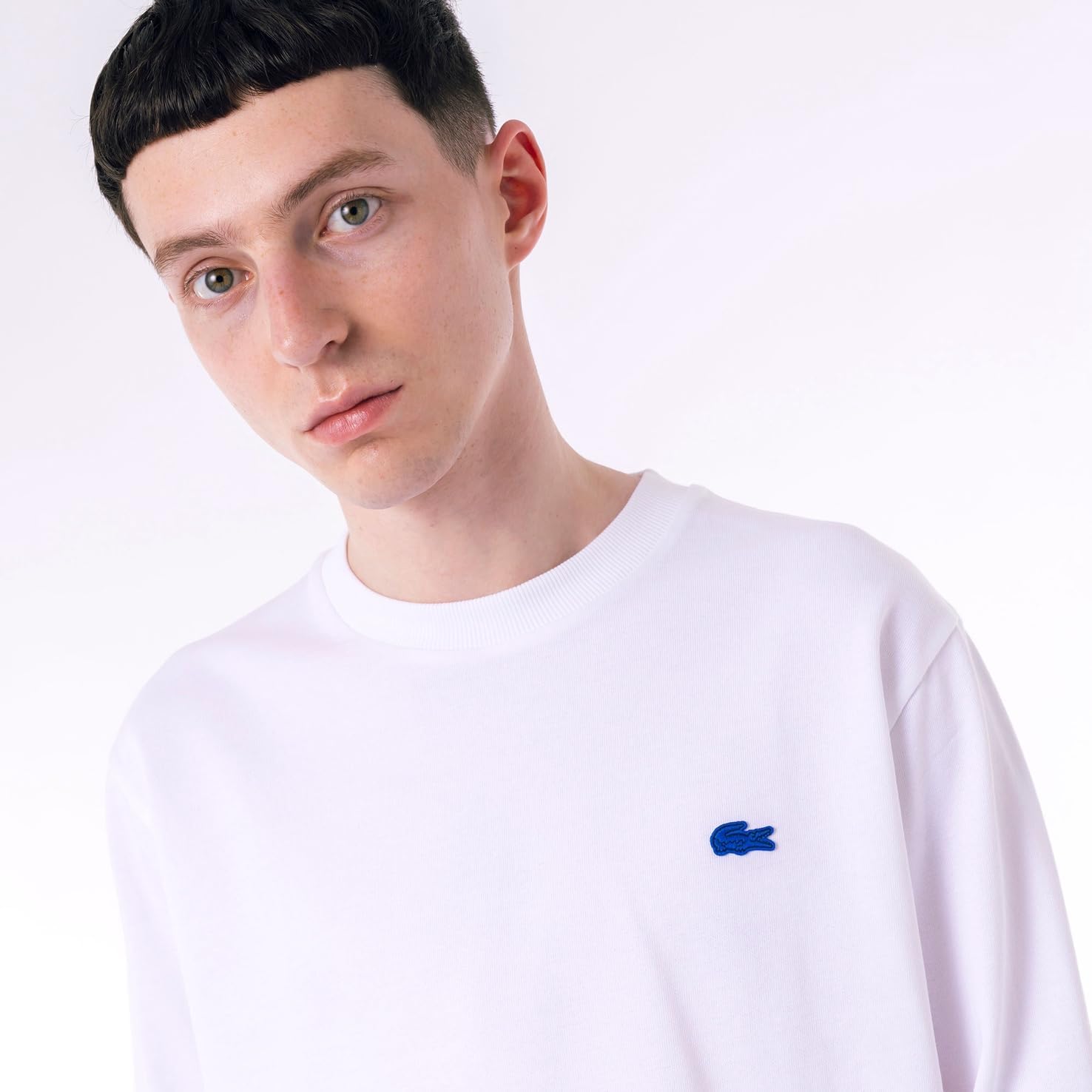 Мужская флисовая футболка Lacoste с официальным принтом на спине TH9389-99, белый — фото 3