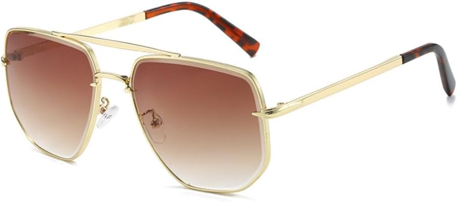 

Мужские металлические квадратные солнцезащитные очки в стиле ретро с двойным острием, женские солнцезащитные очки для активного отдыха, путешествий, вождения, защита от УФ-излучения UV400 generic, Gold Brown