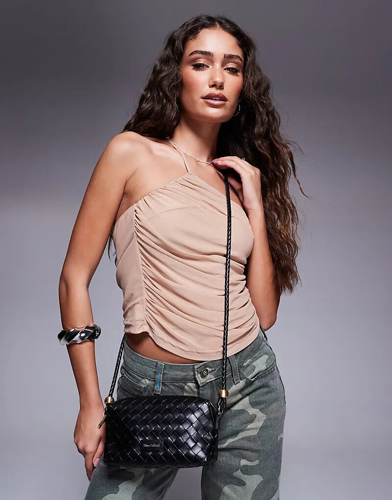 

Плетеная сумка через плечо черного цвета River Island