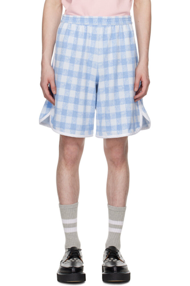 

Эксклюзивные шорты-боксеры SSENSE Blue Gingham Terry Track Anna Sui