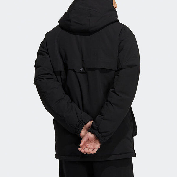 Пуховик adidas originals Zipper Cardigan hooded Down Jacket Black, черный — фото 3