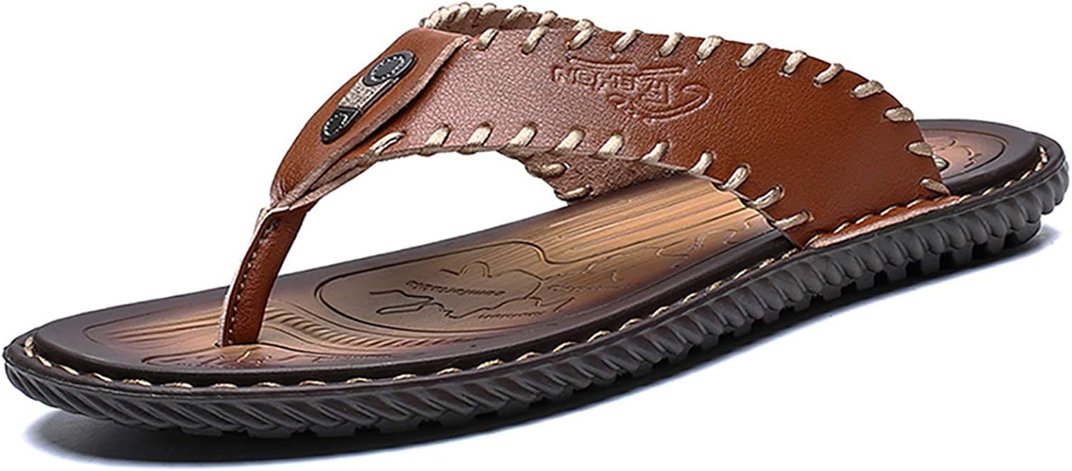 

Мужские шлепанцы MXTSH, повседневные кожаные домашние сандалии с резиновой подошвой, Coffee Sandals