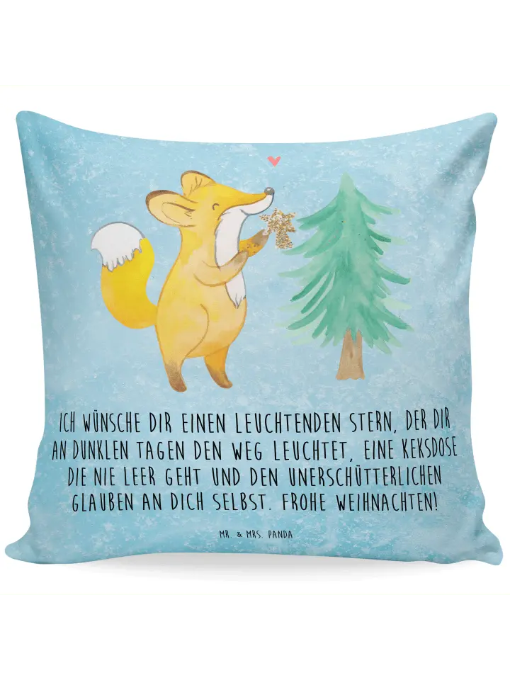 

Подушка Mr & Mrs Panda 40x40 Fuchs Weihnachtsbaum, цвет eisblau