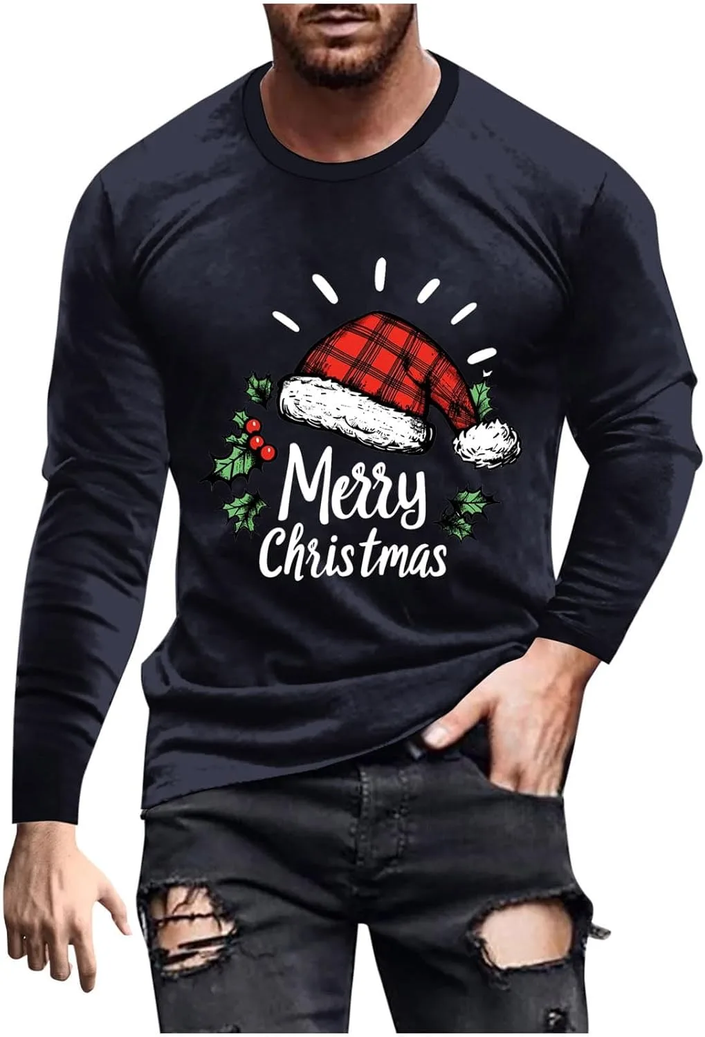 

Мужская футболка с длинным рукавом и принтом