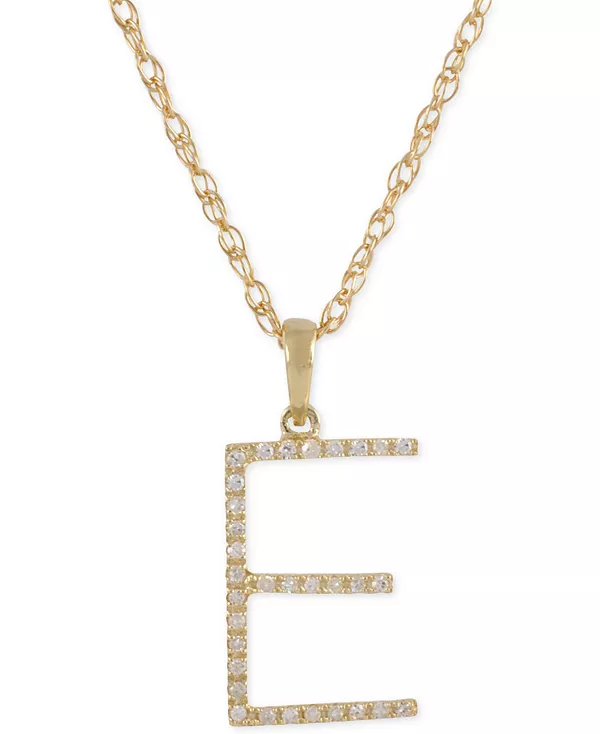 

Ожерелье с бриллиантом (1/10 карата) в форме инициала из 10-каратного золота, 16 дюймов + 2-дюймовый удлинитель Macy'S, e