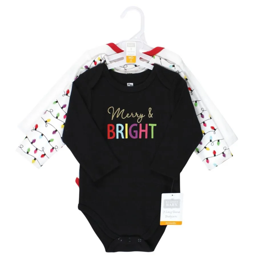 Hudson Baby Хлопковые боди с длинными рукавами, комплект из 3 штук, с принтом цвета корицы — фото 2