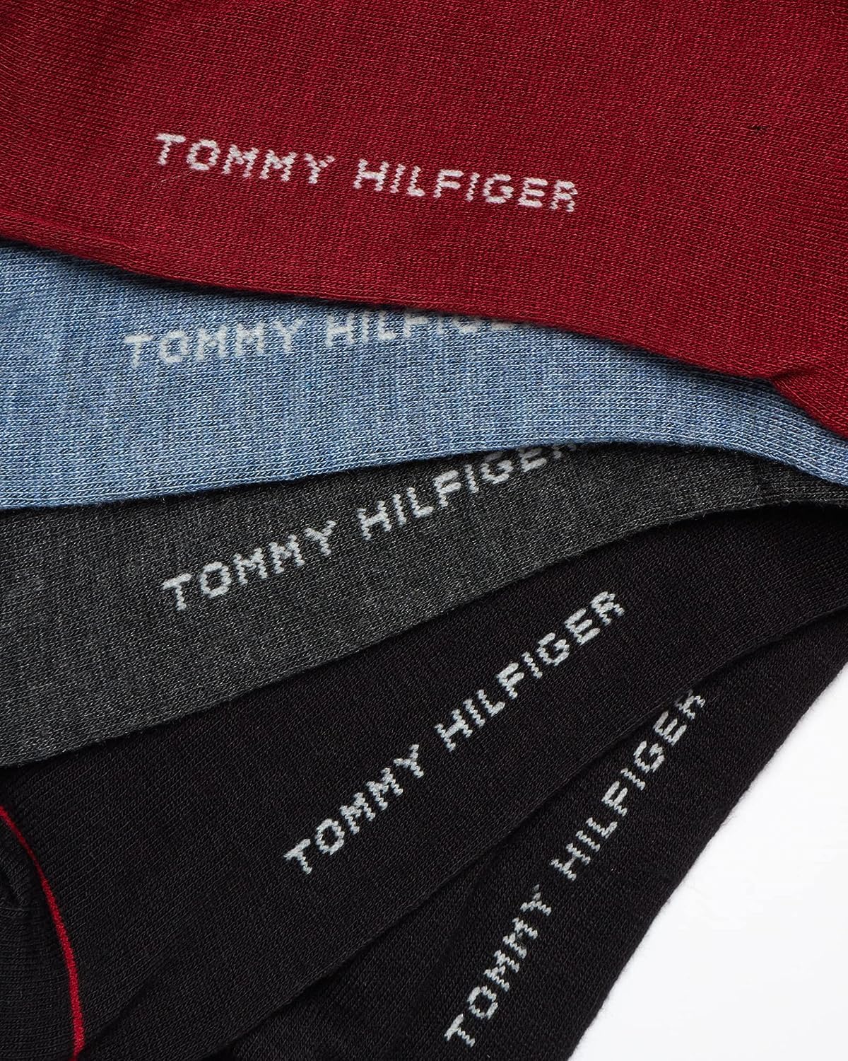 Мужские носки Tommy Hilfiger под повседневную одежду - 10 пар комфортных эластичных дышащих повседневных рабочих носков для мужчин (размеры: 7-12), Burgundy Assorted — фото 4