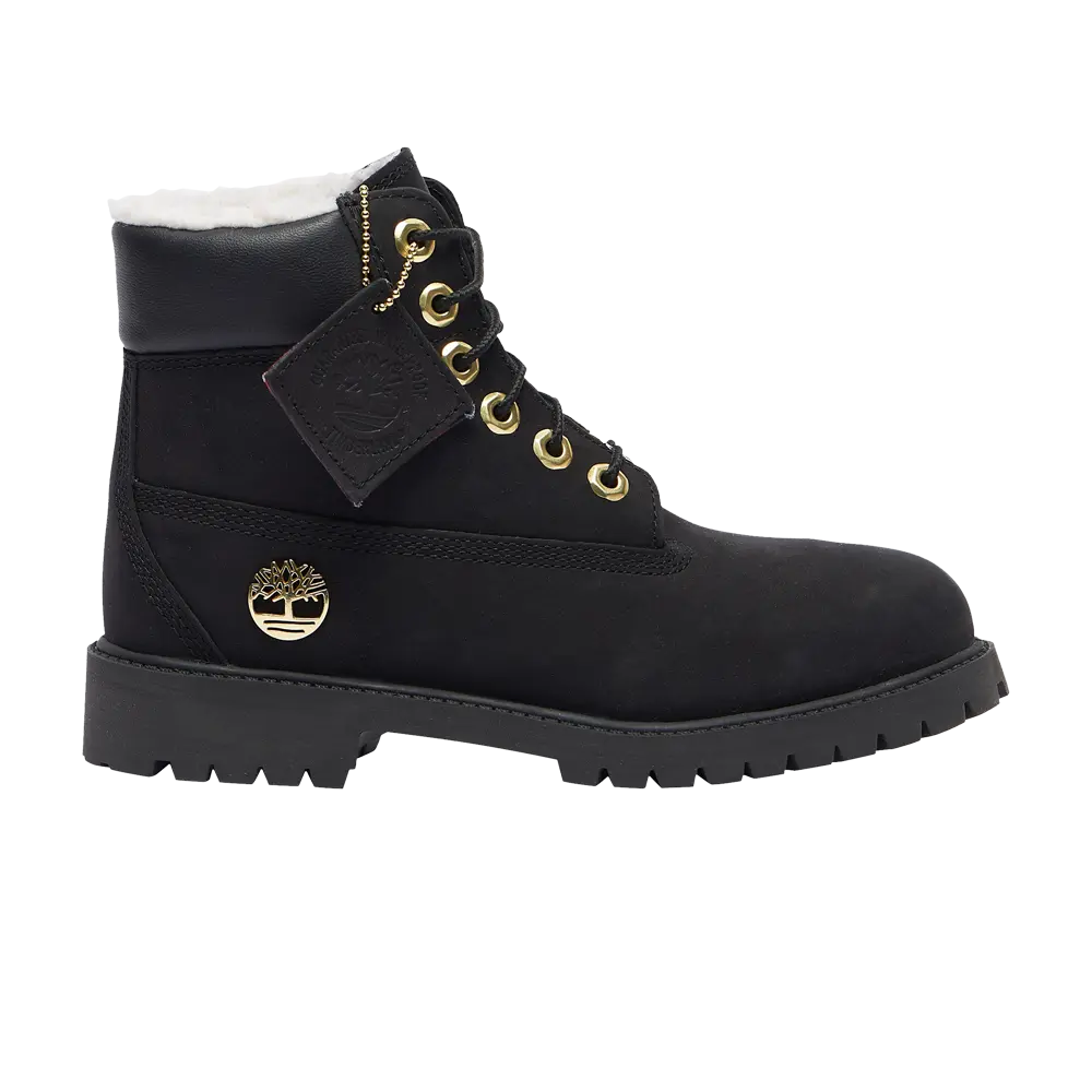 

6-дюймовые водонепроницаемые ботинки из овчины премиум-класса Junior Timberland, черный