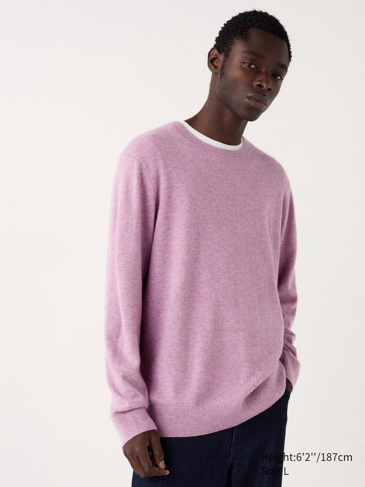 

Джемпер с круглым вырезом из 100% кашемира Uniqlo, цвет 73 фиолетовый