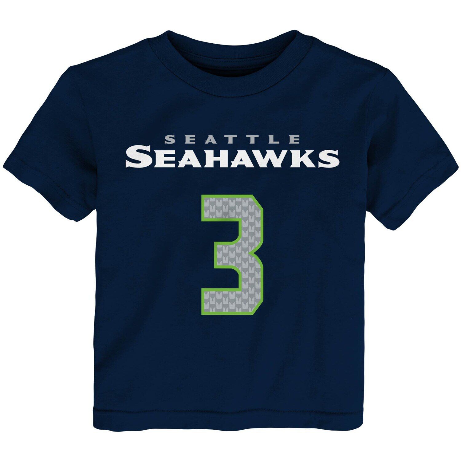 

Футболка для малышей Russell Wilson College Navy Seattle Seahawks Mainliner с именем и номером игрока Outerstuff