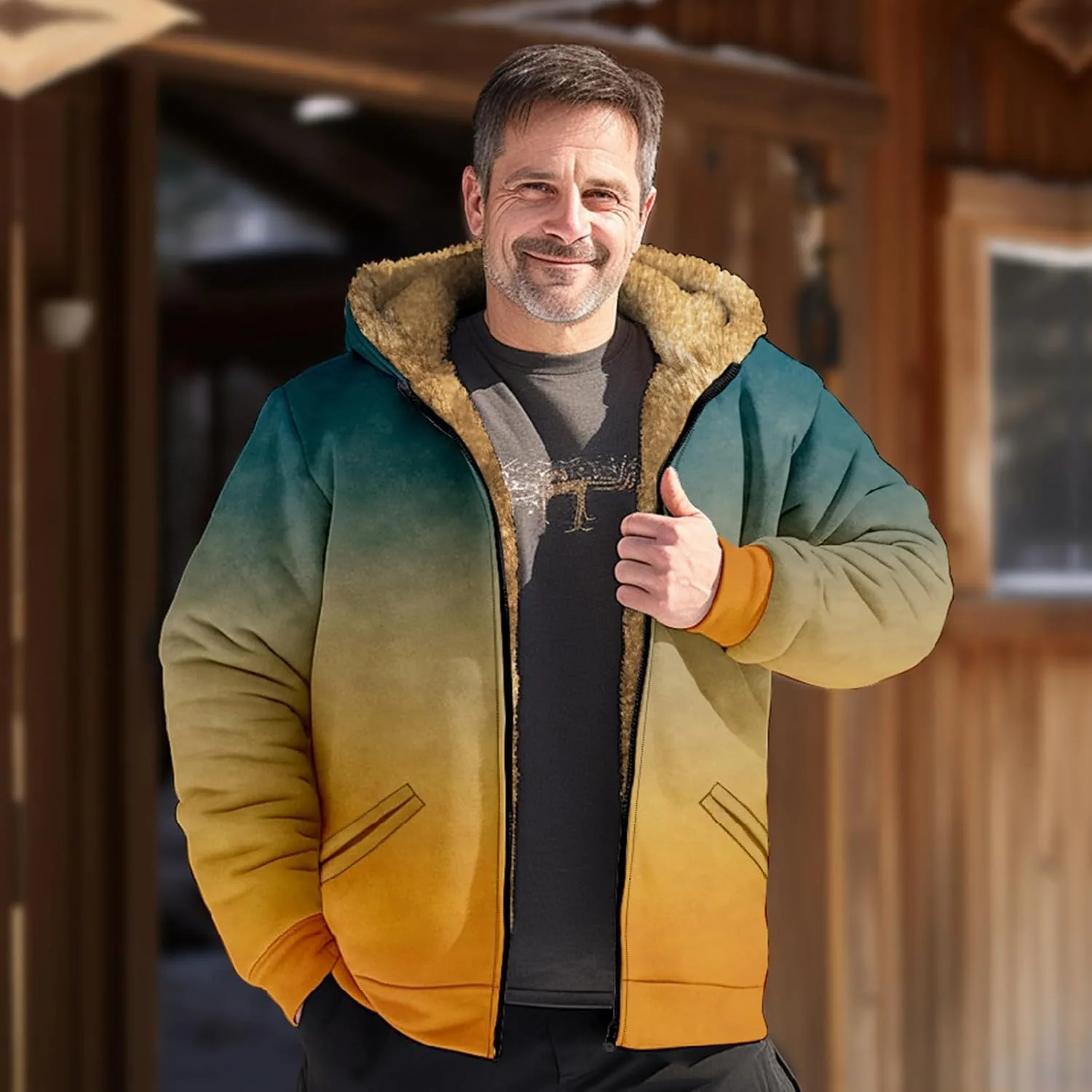 Мужская худи Sherpa Lined Plaid с полной застежкой-молнией — фото 2