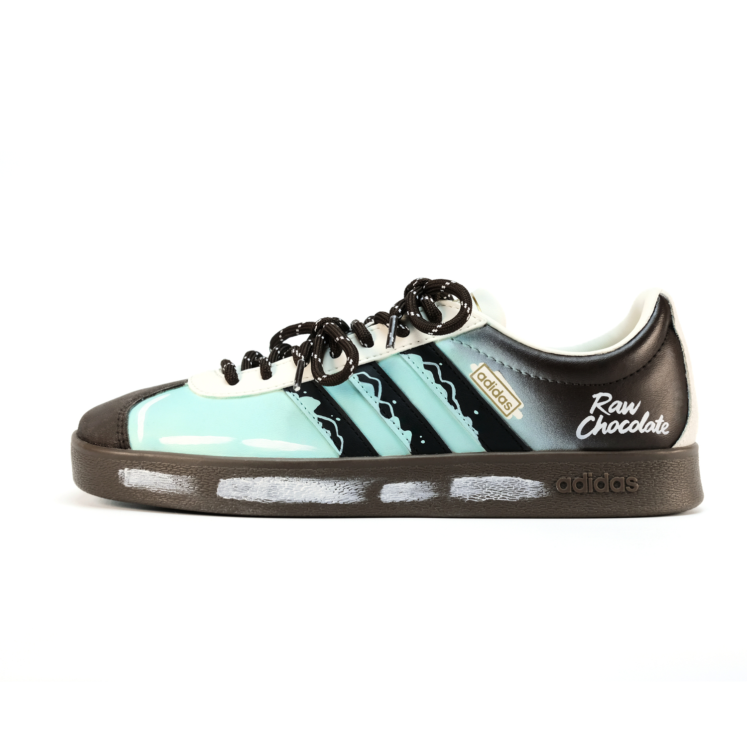 

Adidas Кроссовки для скейтбординга VL Court Classic Mint Chocolate, износостойкие, низкие, унисекс, сине-коричневый