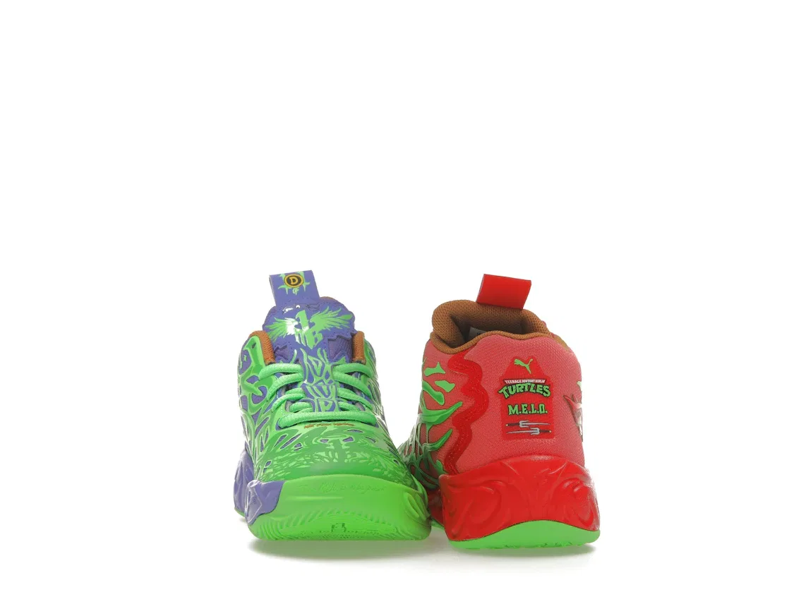 Детские кроссовки для мальчиков с принтом Puma LaMelo Ball MB.04, Fluro Green Pes/Puma Red/Dark Amethyst — фото 4
