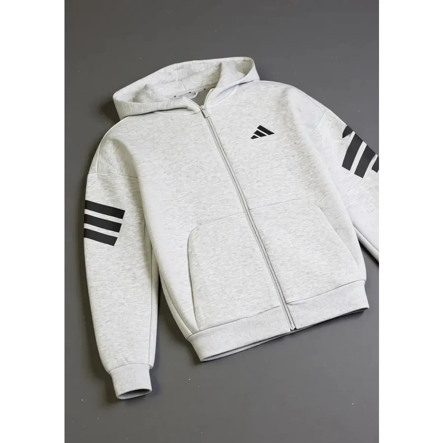 Худи мужское с капюшоном на молнии Future Icons 3-Stripes adidas, Черный — фото 4
